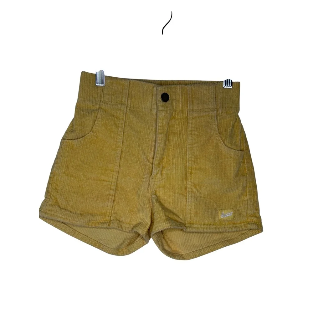 Hammies Corduroy Shorts 24 Yellow Retro 70s Surf High Waist Button Fly Shorties